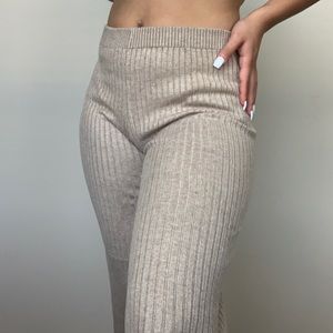 Oatmeal Ribbed flare pants